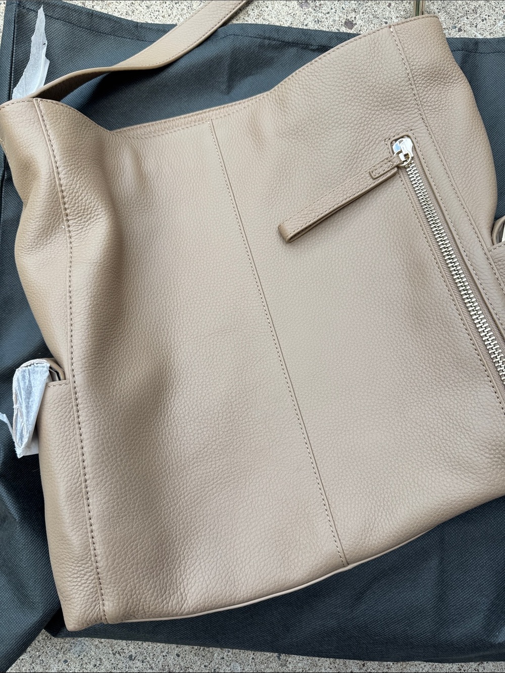 Vince Camuto Taupe Pebble Leather Tote